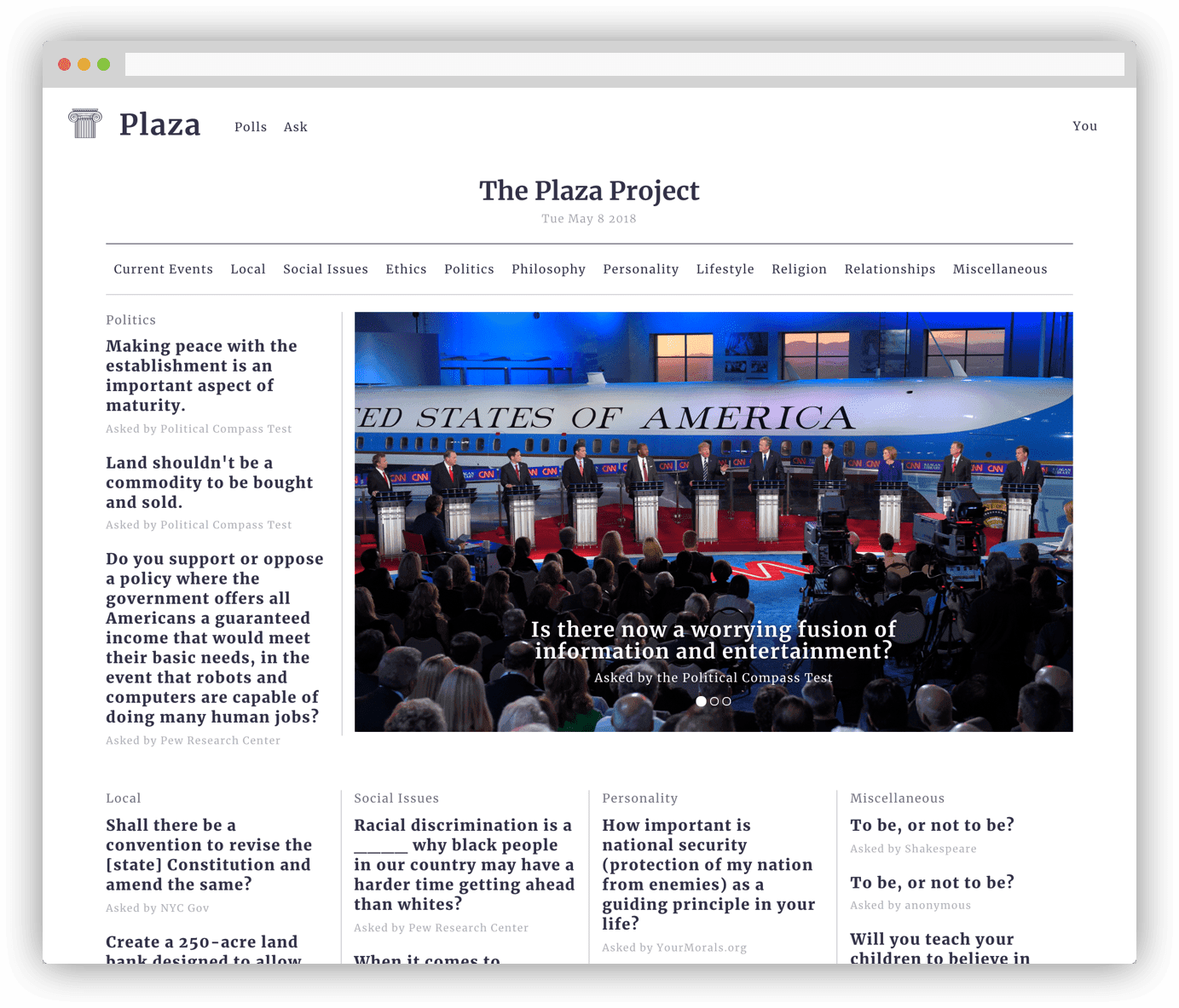 Plaza home page